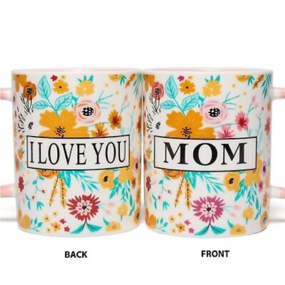 Floral 'I Love You Mom' Coffee Mug